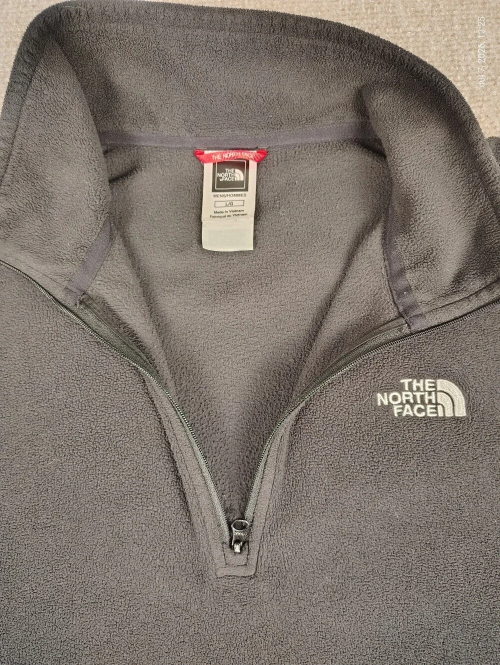 Men’s Black The North Face Polartec Classic 1/4 Zip Base Layer Pullover Sz Large